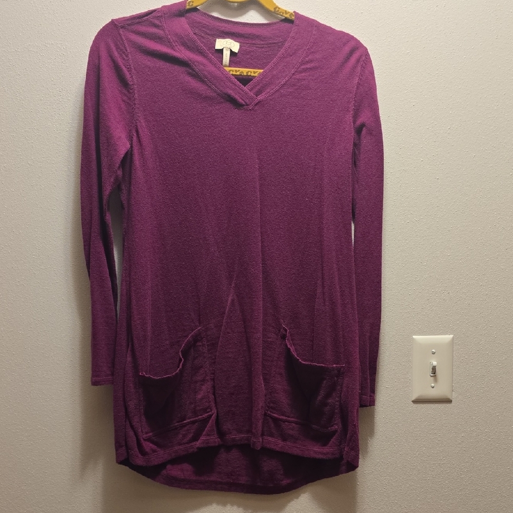 LOGO by Lori Goldstein V-Neck Purple Tunic